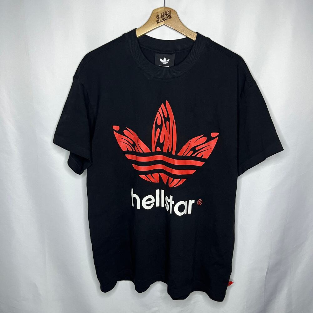 Hellstar x Adidas Complexcon Exclusive Flames Logo Tee in Black M fits like L